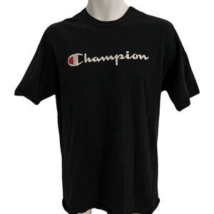 Vintage 90's Black Champion T-Shirt. Cool cracking. Size Large